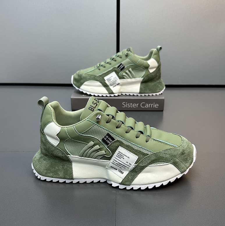mesh thick-soled Daddy Forrest Gump sports casual shoes - White Light green color