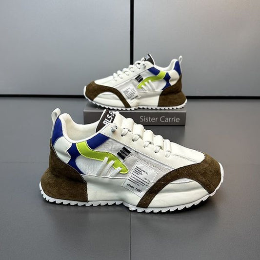 Breathable new mesh thick-soled Daddy Forrest Gump sports casual shoes -White camel color
