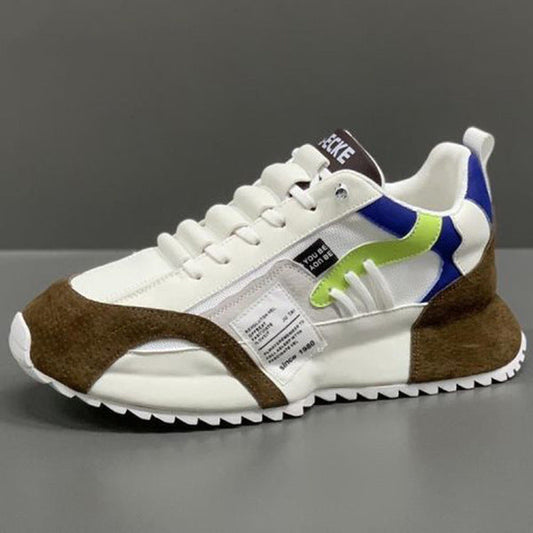 Breathable new mesh thick-soled Daddy Forrest Gump sports casual shoes -White camel color
